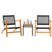 Set mobilier bistro, 3 piese, poliratan negru/lemn de acacia - WALTI WALTI