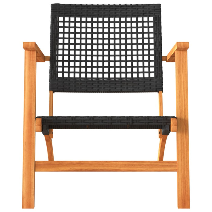 Set mobilier bistro, 3 piese, poliratan negru/lemn de acacia - WALTI WALTI
