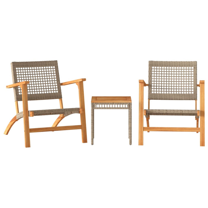 Set mobilier bistro, 3 piese, poliratan bej/lemn de acacia - WALTI WALTI