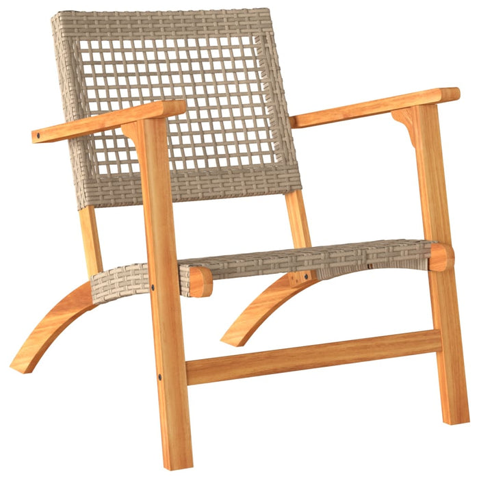 Set mobilier bistro, 3 piese, poliratan bej/lemn de acacia - WALTI WALTI