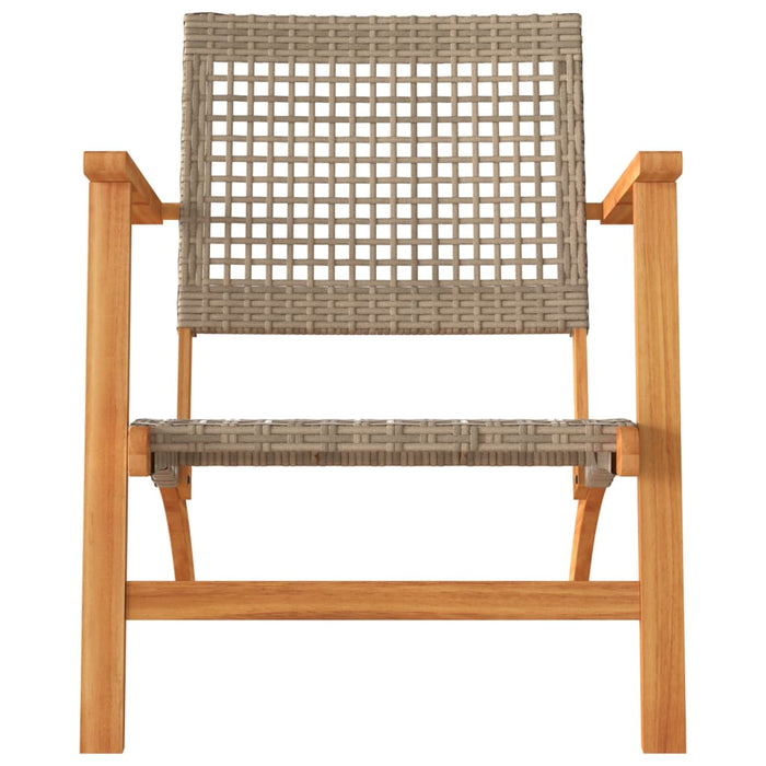 Set mobilier bistro, 3 piese, poliratan bej/lemn de acacia - WALTI WALTI