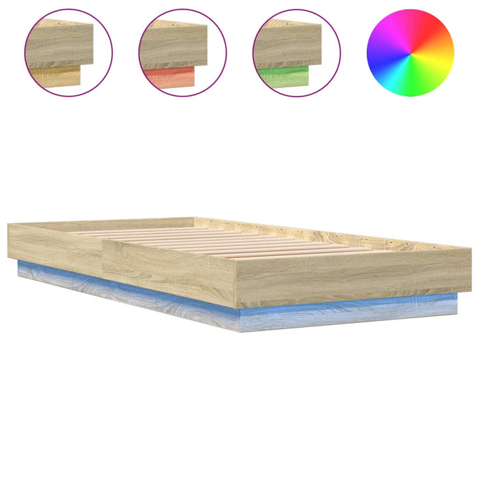 Cadru de pat cu lumini LED, stejar sonoma, 100x200 cm - WALTI WALTI