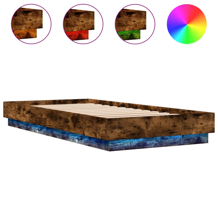 Cadru de pat cu lumini LED, stejar fumuriu, 100x200 cm - WALTI WALTI