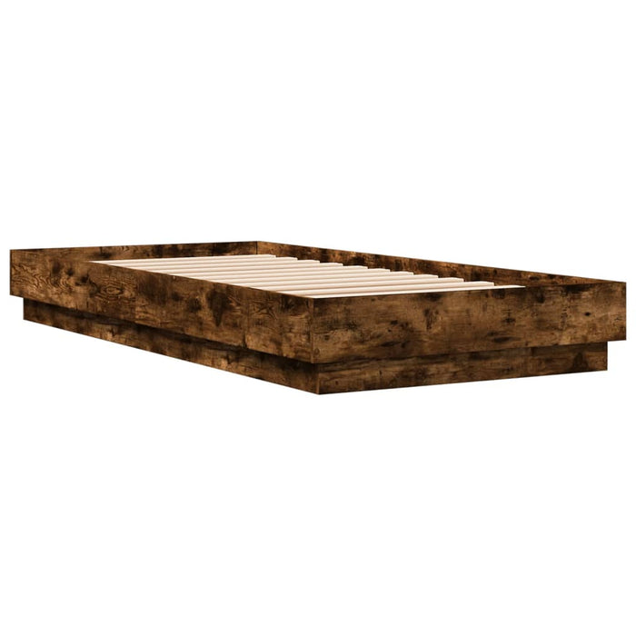 Cadru de pat cu lumini LED, stejar fumuriu, 100x200 cm - WALTI WALTI
