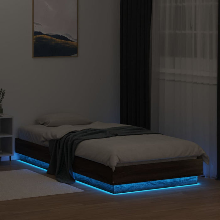 Cadru de pat cu lumini LED, stejar maro, 100x200 cm - WALTI WALTI