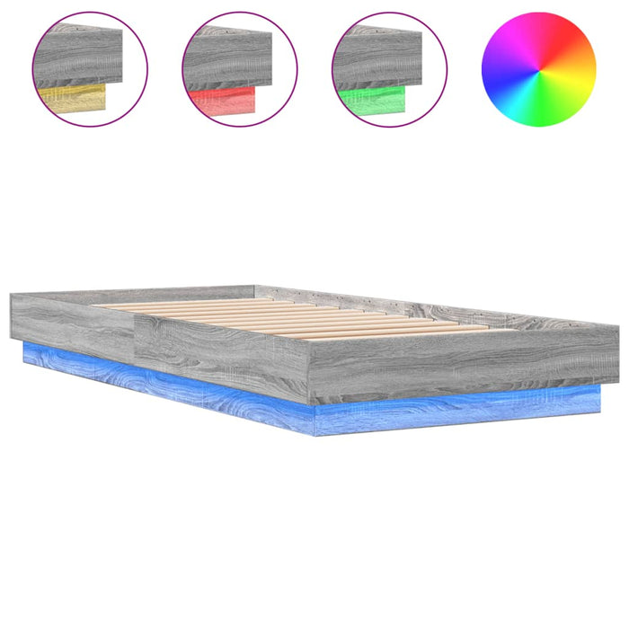 Cadru de pat cu lumini LED, gri sonoma, 90x200 cm - WALTI WALTI
