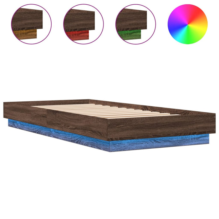 Cadru de pat cu lumini LED, stejar maro, 90x200 cm - WALTI WALTI