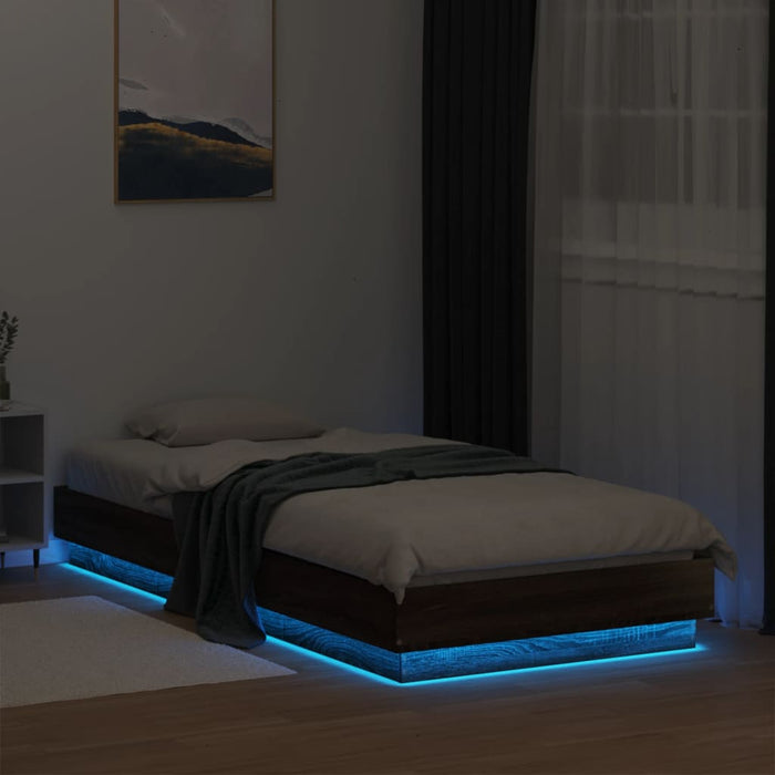 Cadru de pat cu lumini LED, stejar maro, 90x200 cm - WALTI WALTI