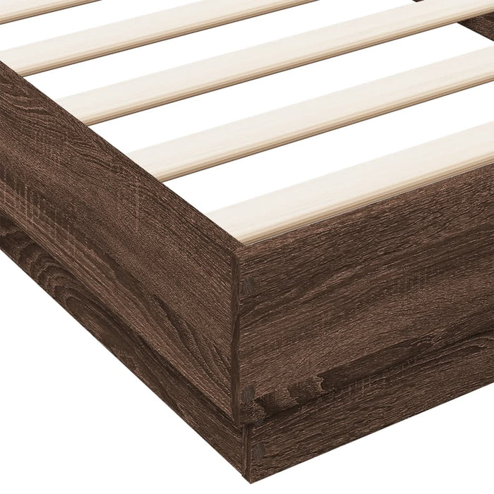Cadru de pat cu lumini LED, stejar maro, 90x200 cm - WALTI WALTI