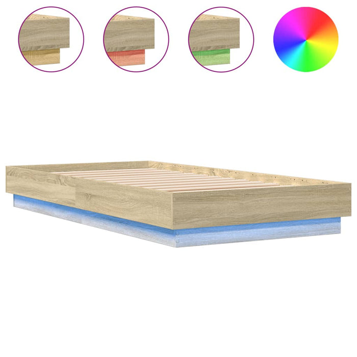 Cadru de pat cu lumini LED, stejar sonoma, 90x190 cm - WALTI WALTI