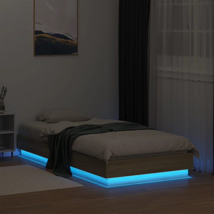 Cadru de pat cu lumini LED, stejar sonoma, 90x190 cm - WALTI WALTI