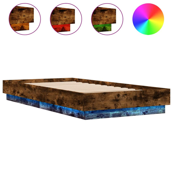 Cadru de pat cu lumini LED, stejar fumuriu, 90x190 cm - WALTI WALTI
