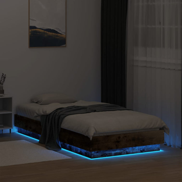 Cadru de pat cu lumini LED, stejar fumuriu, 90x190 cm - WALTI WALTI