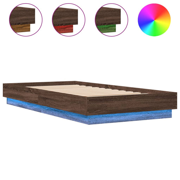 Cadru de pat cu lumini LED, stejar maro, 90x190 cm - WALTI WALTI