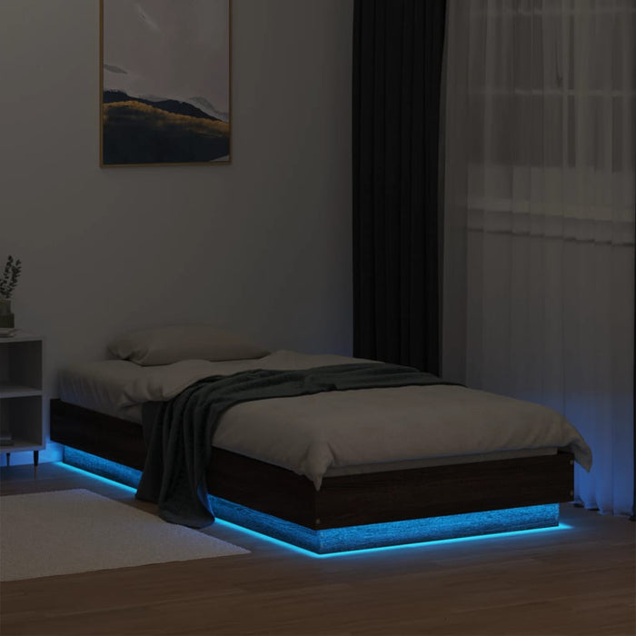 Cadru de pat cu lumini LED, stejar maro, 90x190 cm - WALTI WALTI