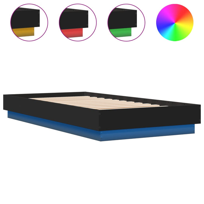 Cadru de pat cu lumini LED, negru, 75x190 cm - WALTI WALTI