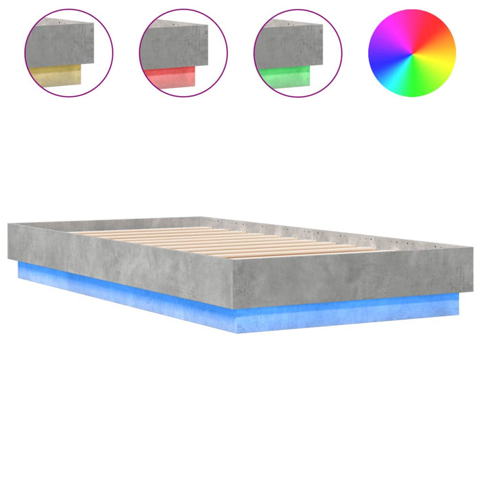 Cadru de pat cu lumini LED, gri beton, 75x190 cm - WALTI WALTI