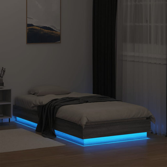 Cadru de pat cu lumini LED, gri sonoma, 75x190 cm - WALTI WALTI