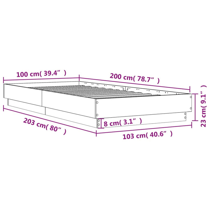 Cadru de pat, alb, 100x200 cm, lemn prelucrat WALTI