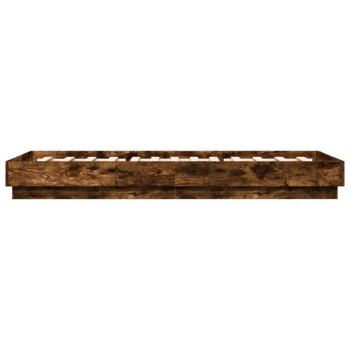 Cadru pat fără saltea stejar fumuriu 100x200 cm lemn prelucrat - WALTI WALTI