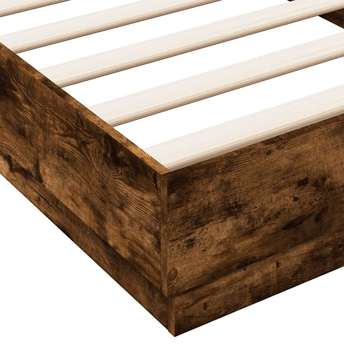 Cadru pat fără saltea stejar fumuriu 100x200 cm lemn prelucrat - WALTI WALTI
