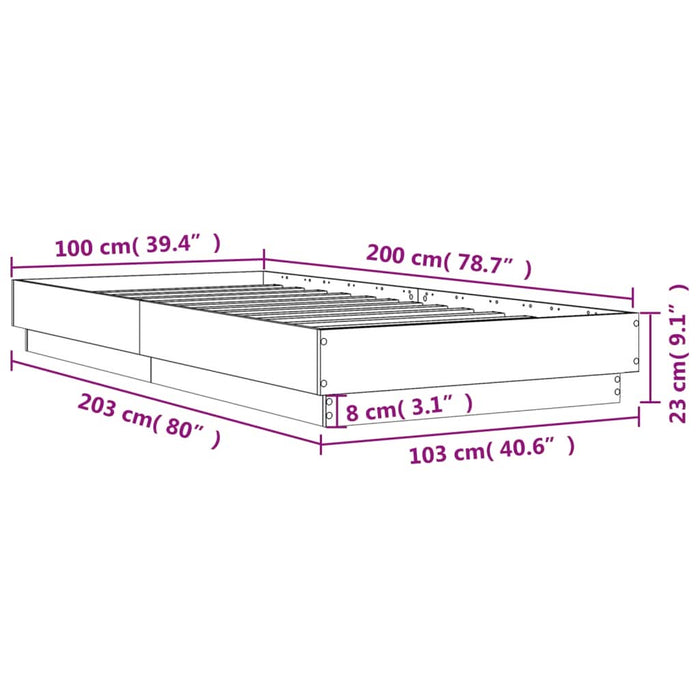 Cadru pat fără saltea stejar fumuriu 100x200 cm lemn prelucrat - WALTI WALTI