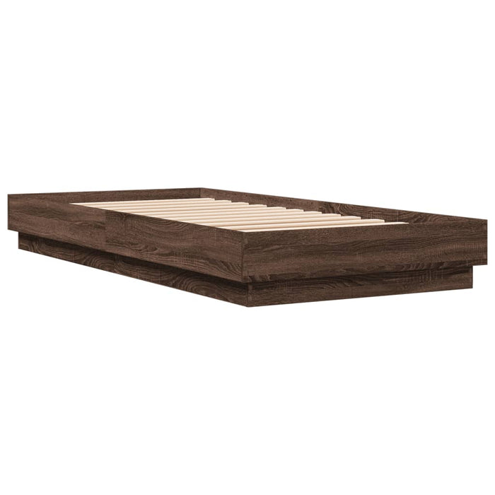 Cadru pat fără saltea stejar maro 100x200 cm lemn prelucrat - WALTI WALTI