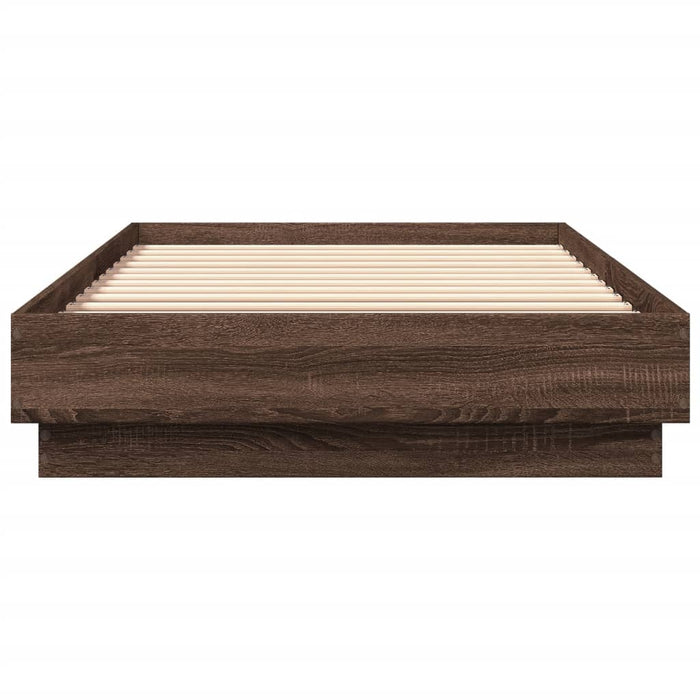 Cadru pat fără saltea stejar maro 100x200 cm lemn prelucrat - WALTI WALTI