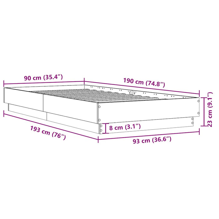 Cadru de pat, alb, 90x190 cm, lemn prelucrat - WALTI WALTI