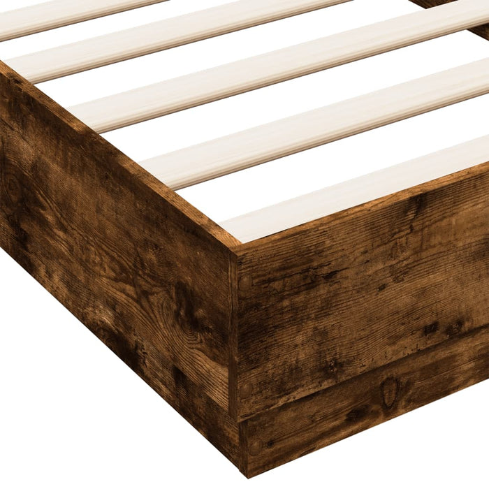 Cadru pat fără saltea, stejar fumuriu 75x190 cm lemn prelucrat - WALTI WALTI