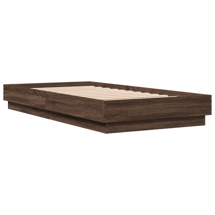 Cadru pat fără saltea, stejar maro 75x190 cm lemn prelucrat WALTI