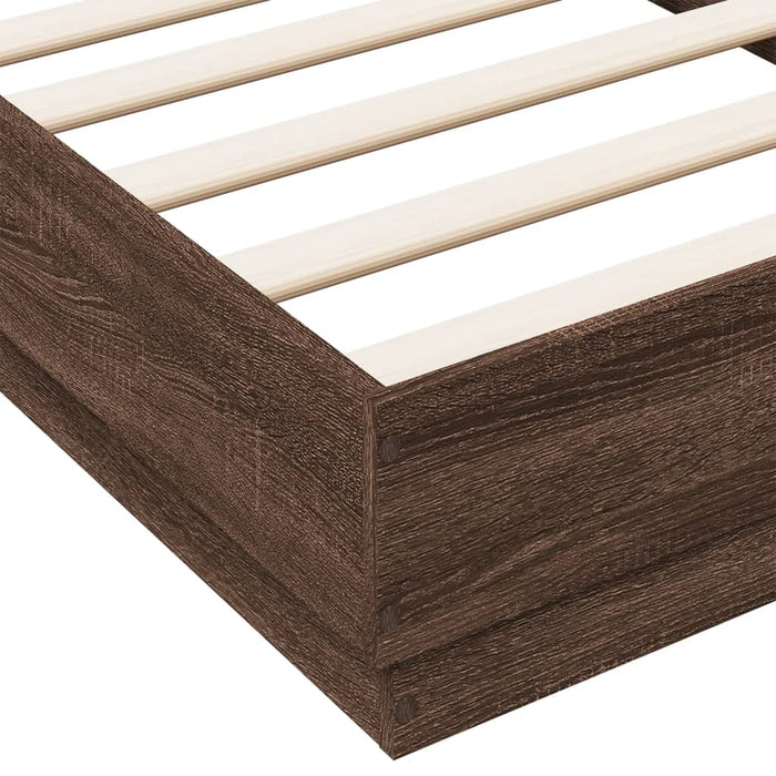 Cadru pat fără saltea, stejar maro 75x190 cm lemn prelucrat WALTI