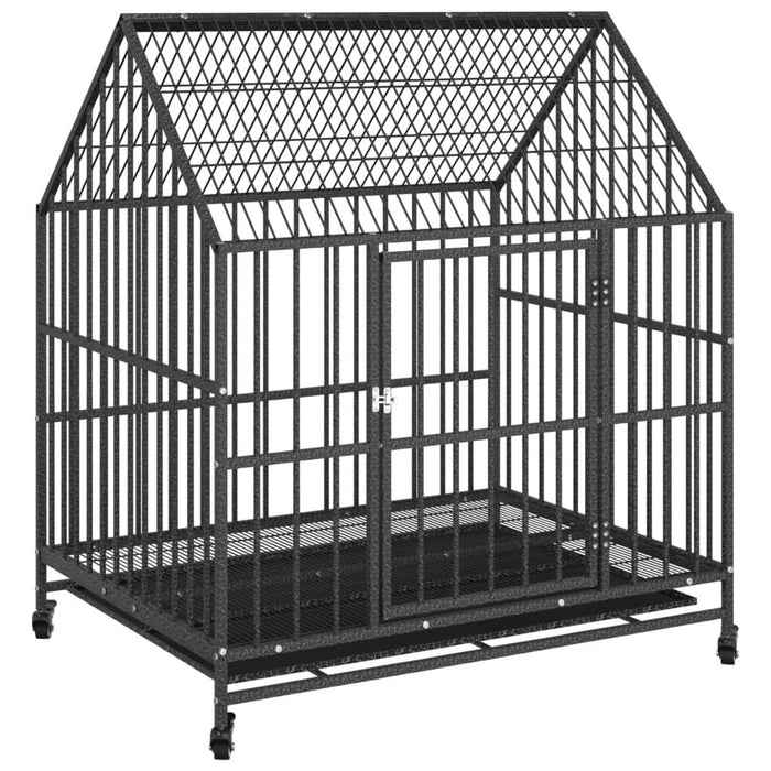 Cușcă pentru câini cu roți, negru, oțel galvanizat - WALTI WALTI