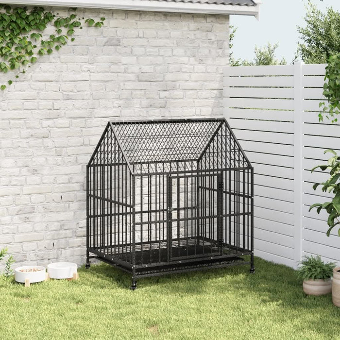 Cușcă pentru câini cu roți, negru, oțel galvanizat - WALTI WALTI