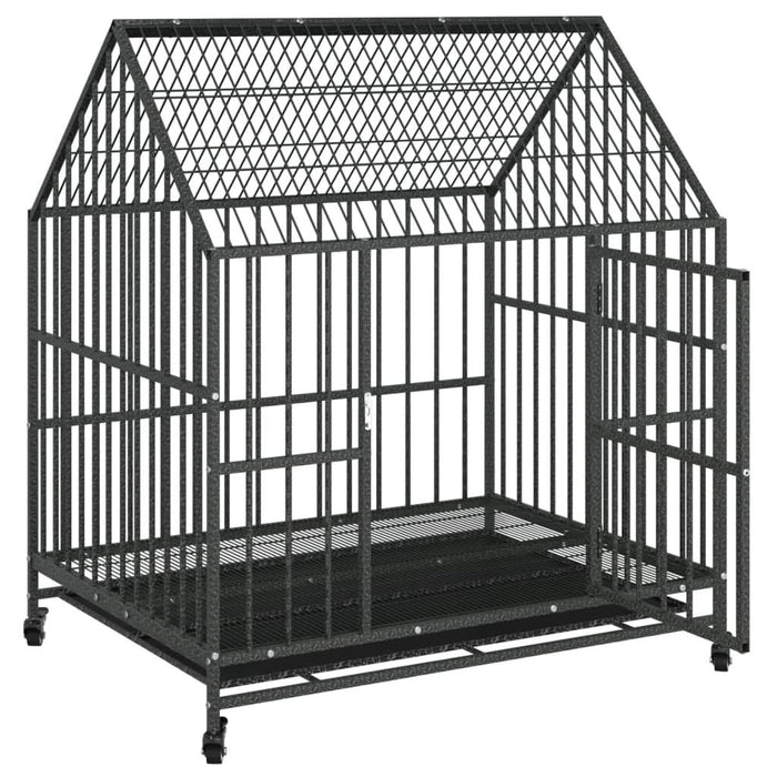 Cușcă pentru câini cu roți, negru, oțel galvanizat - WALTI WALTI