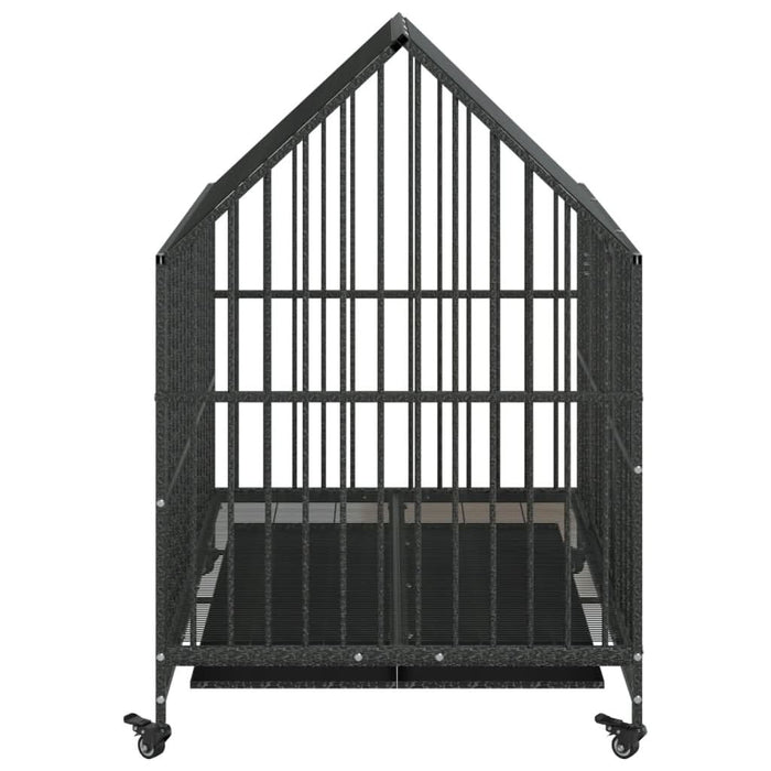 Cușcă pentru câini cu roți, negru, oțel galvanizat - WALTI WALTI