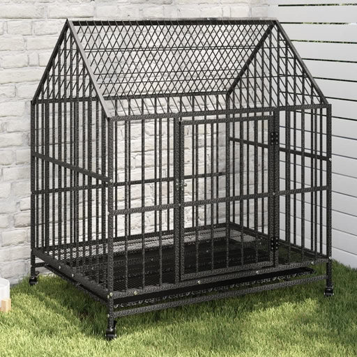 Cușcă pentru câini cu roți, negru, oțel galvanizat - WALTI WALTI