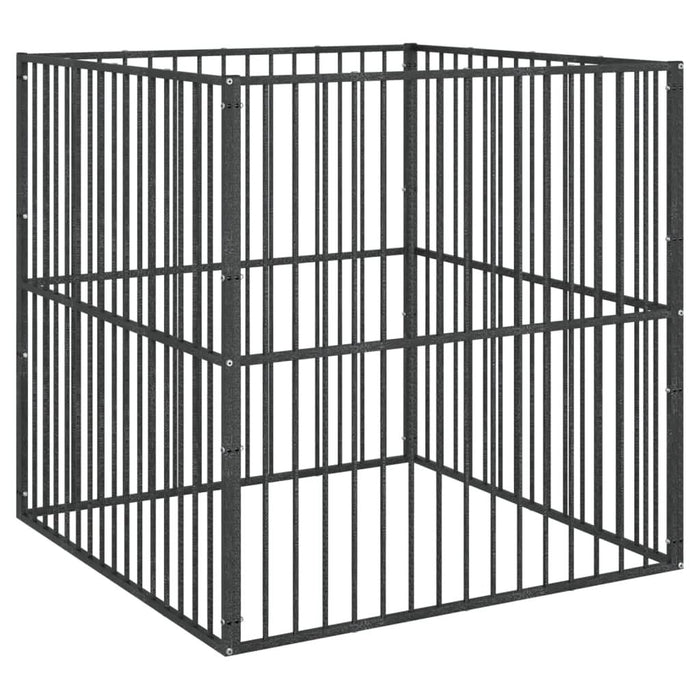 Țarc pentru câini cu 4 panouri, negru, oțel galvanizat - WALTI WALTI