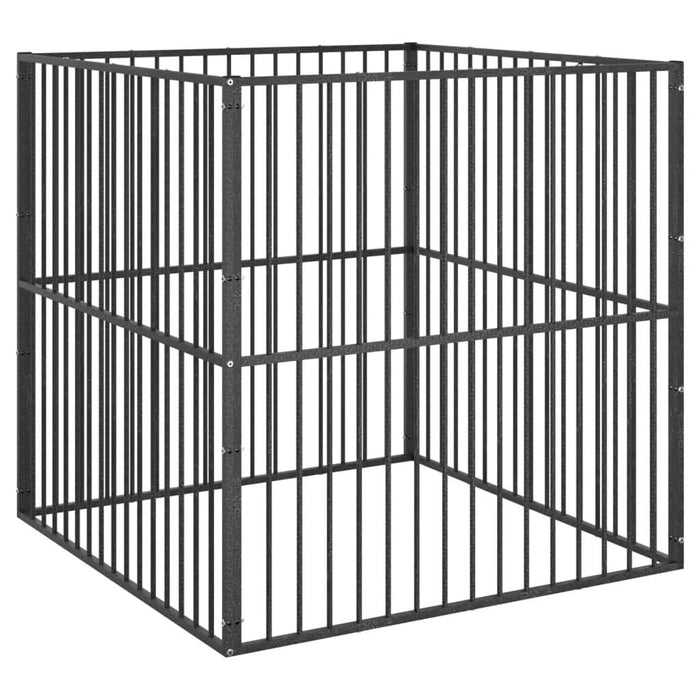 Țarc pentru câini cu 4 panouri, negru, oțel galvanizat - WALTI WALTI