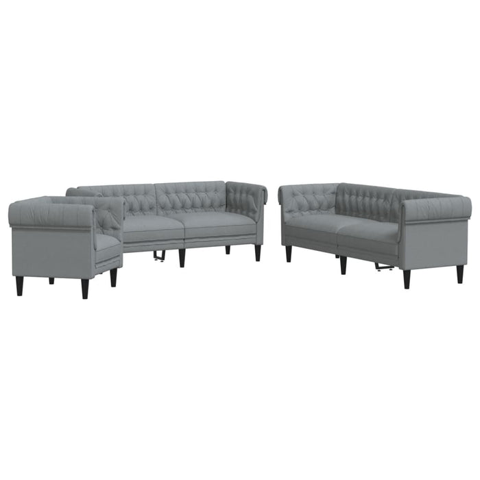 Set de canapele, 3 piese, gri deschis, textil - WALTI WALTI