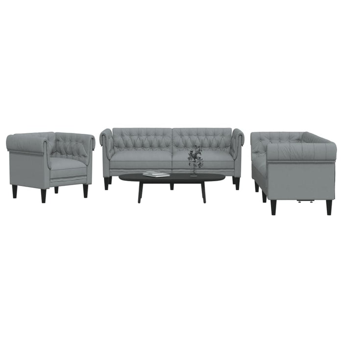 Set de canapele, 3 piese, gri deschis, textil - WALTI WALTI
