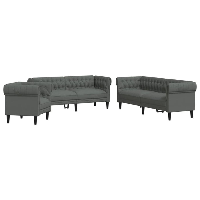 Set de canapele, 3 piese, gri închis, textil - WALTI WALTI