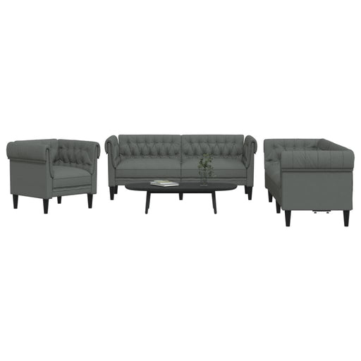 Set de canapele, 3 piese, gri închis, textil - WALTI WALTI