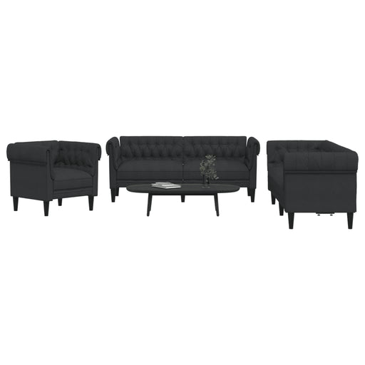 Set de canapele, 3 piese, negru, textil - WALTI WALTI