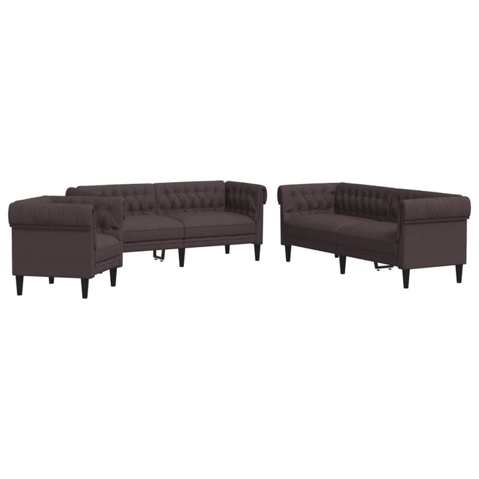 Set canapele, 3 piese, maro închis, material textil WALTI