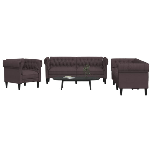 Set canapele, 3 piese, maro închis, material textil - WALTI WALTI