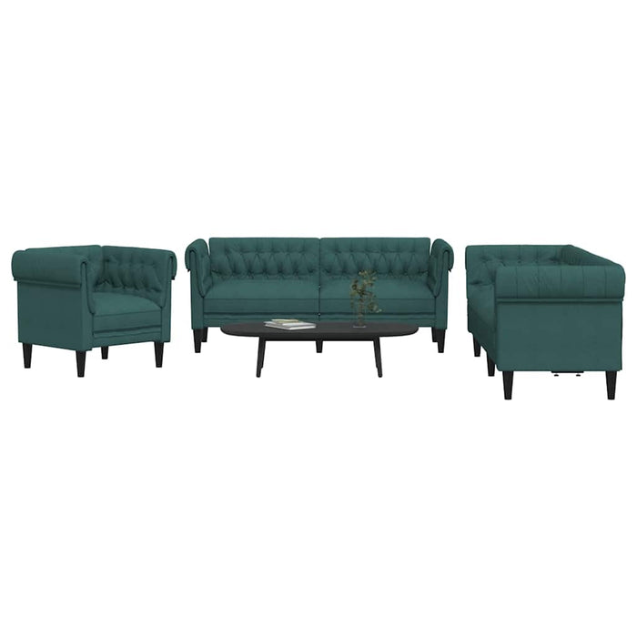 Set canapele, 3 piese, verde închis, material textil - WALTI WALTI