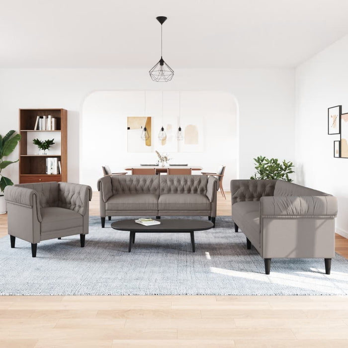 Set de canapele, 3 piese, gri taupe, textil - WALTI WALTI