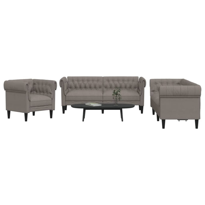 Set de canapele, 3 piese, gri taupe, textil - WALTI WALTI