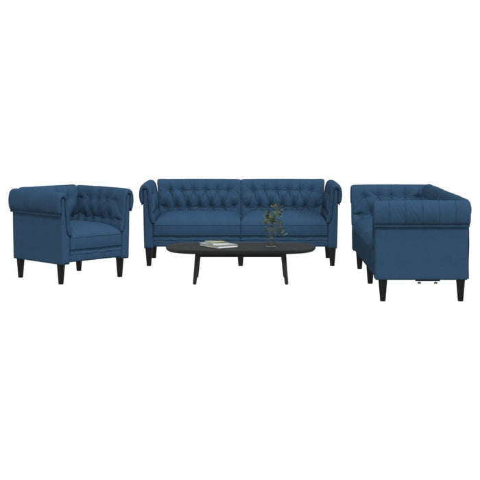 Set canapele, 3 piese, albastru, material textil - WALTI WALTI